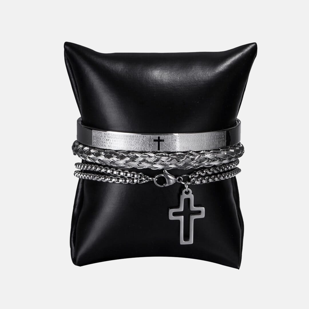 Pulseira Masculina em Aço Inoxidável – Signum Crucis; Pingente de Cruz – SANTO STILO Pulseira Masculina em Aço Inoxidável – Signum Crucis; Pingente de Cruz – SANTO STILO
