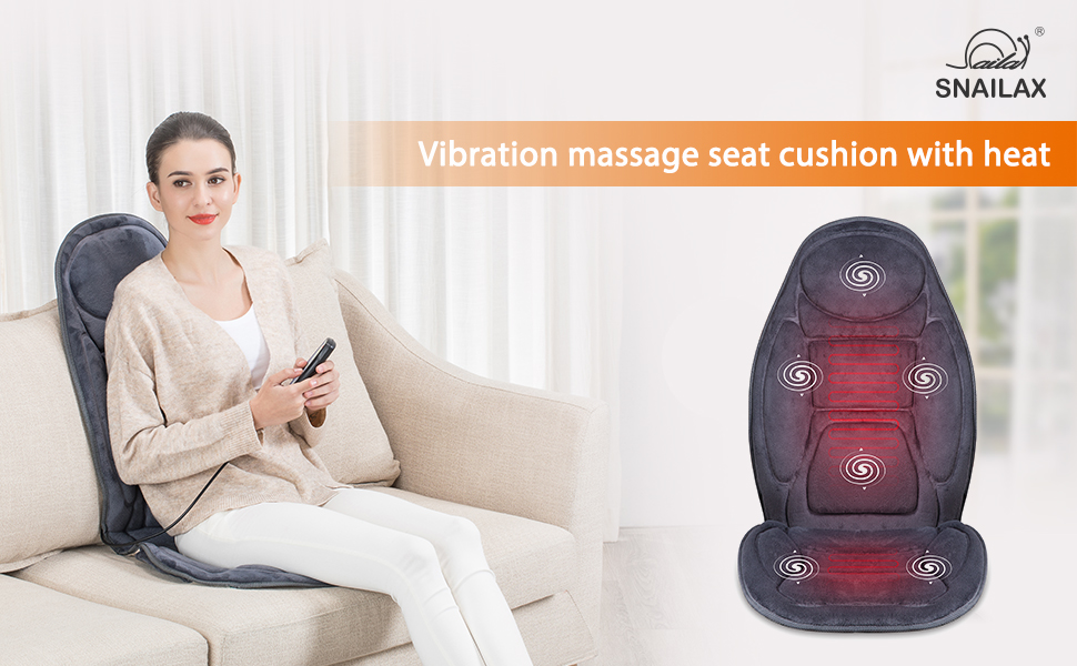 Snailax Vibration Car Chair Massager Pad, 6 Motors Back Massage Seat Cushion  with Heat Levels, Gifts 